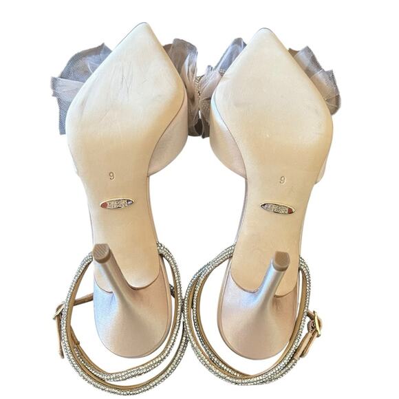 Badgley Mischka Sacred Embellished Bow Ankle Strap Pumps Wedding Formal NEW 6 - Picture 12 of 13